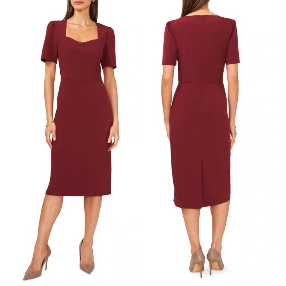 Halogen Burgundy Midi Dress